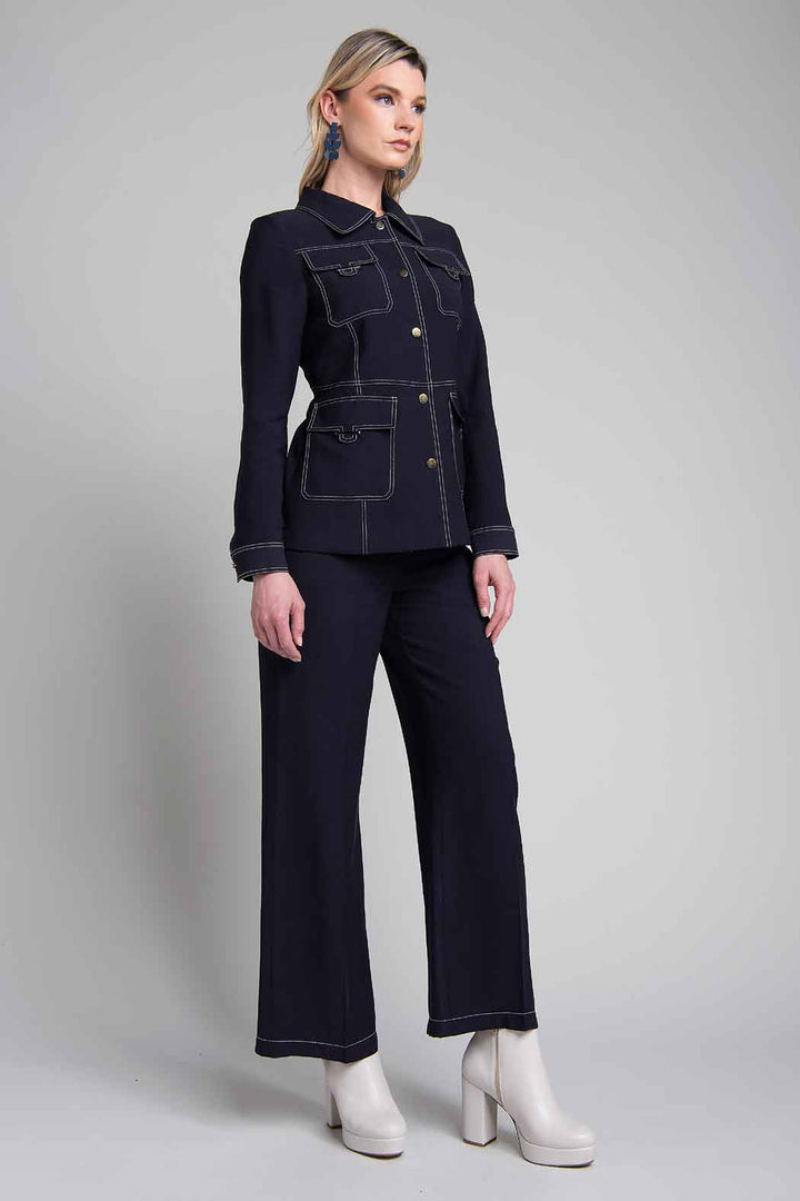 Conjunto De Pantalon Con Chamarra Y Bolsas De Parche