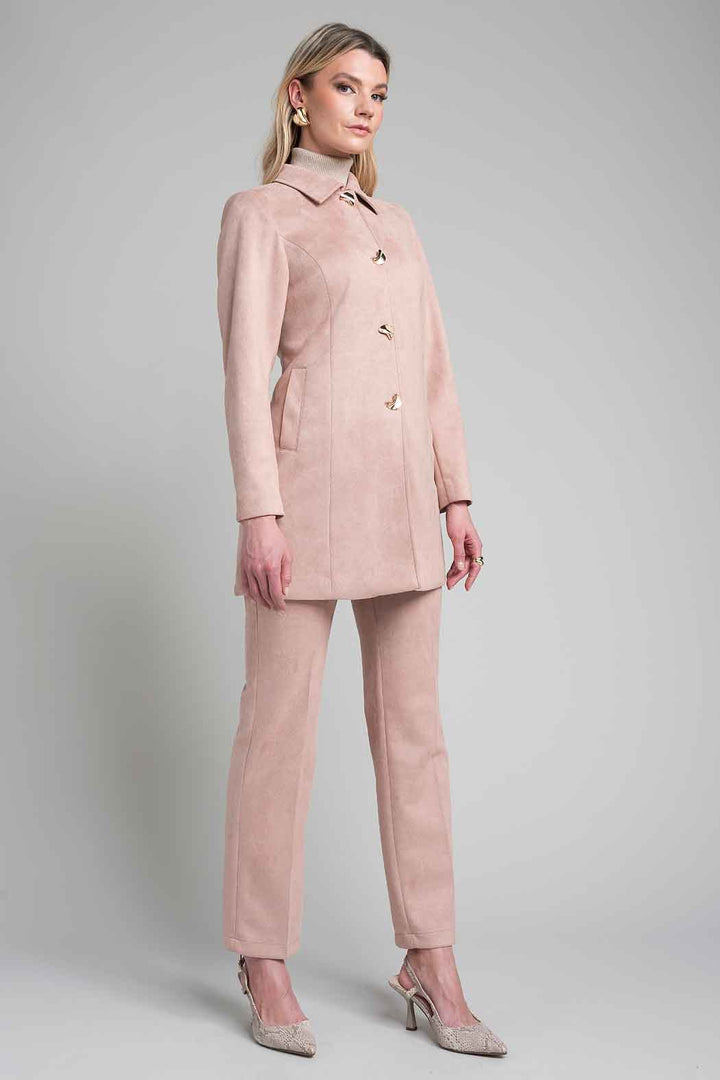 Conjunto De Pantalon Con Saco Largo Y Botones