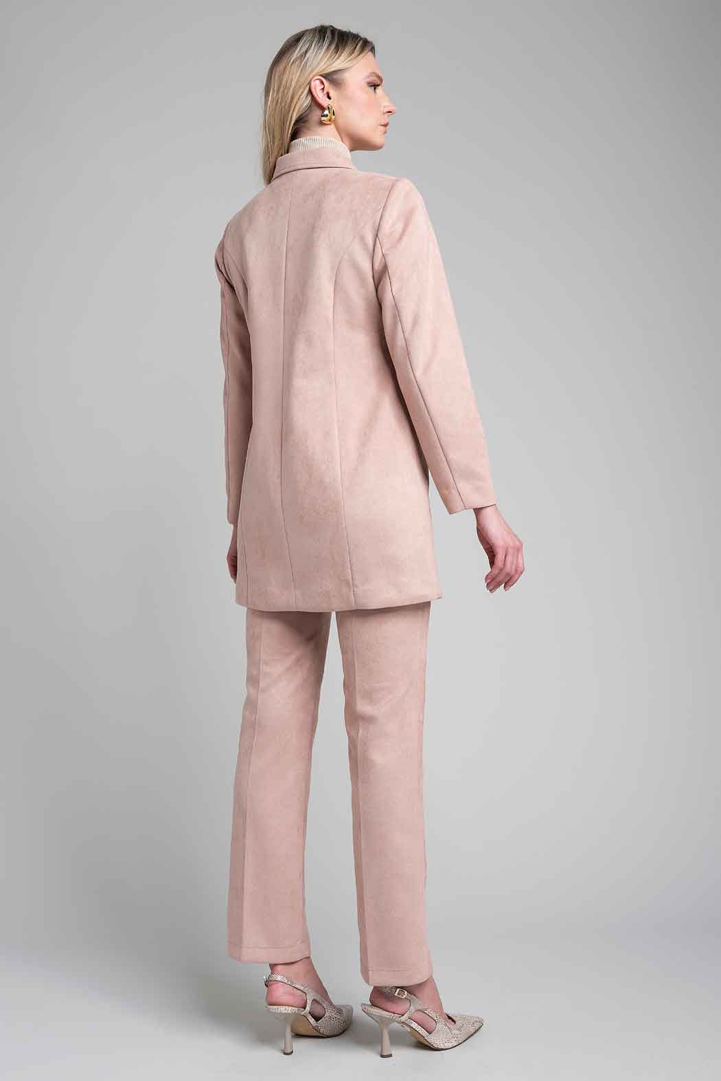Conjunto De Pantalon Con Saco Largo Y Botones