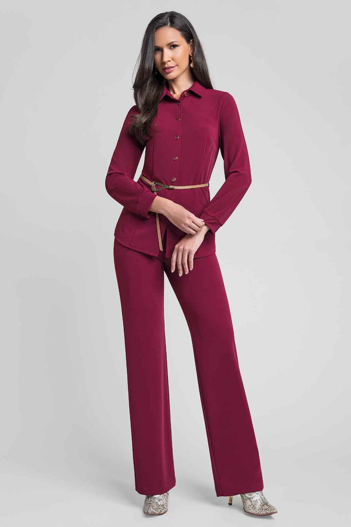 Conjunto De Pantalon Y Blusa Con Cinturon