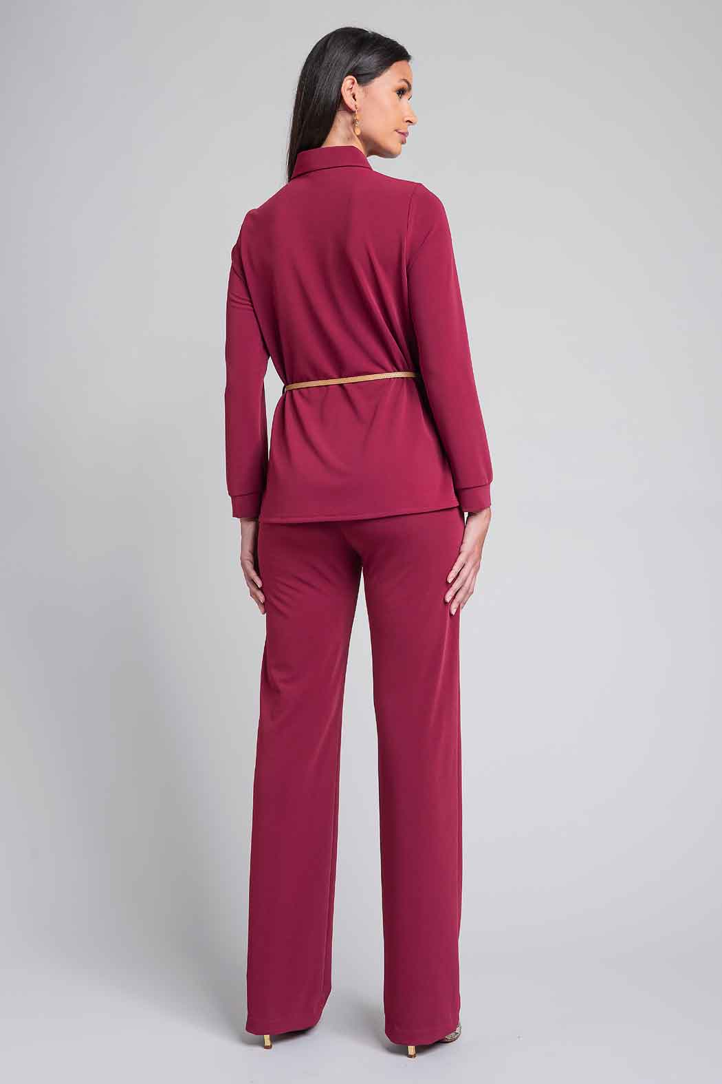 Conjunto De Pantalon Y Blusa Con Cinturon