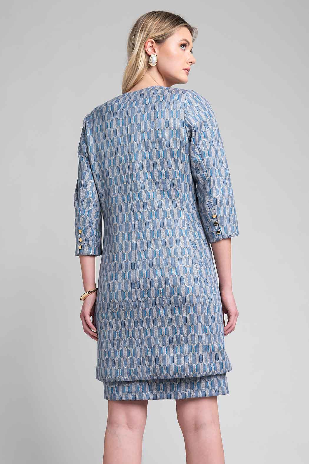Vestido Con Saco Largo Estampado Geometrico