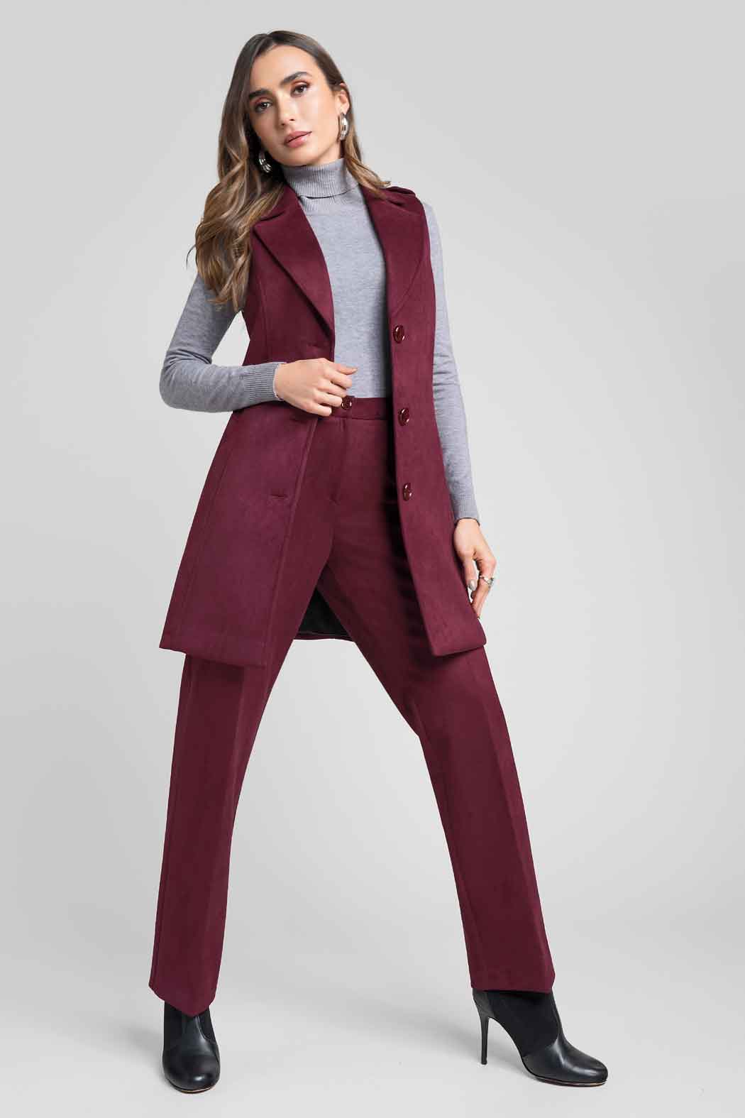 Conjunto De Pantalon Con Chaleco Largo