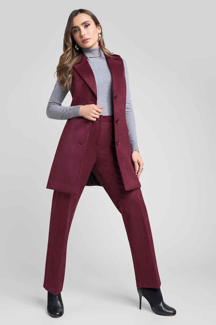 Conjunto De Pantalon Con Chaleco Largo