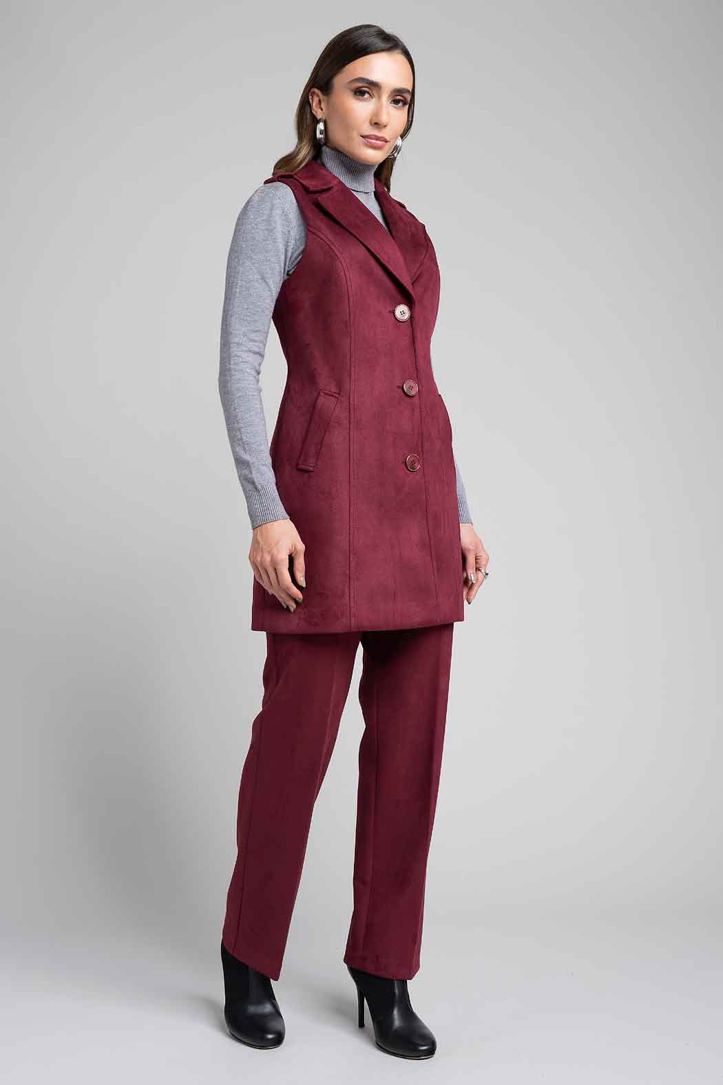 Conjunto De Pantalon Con Chaleco Largo