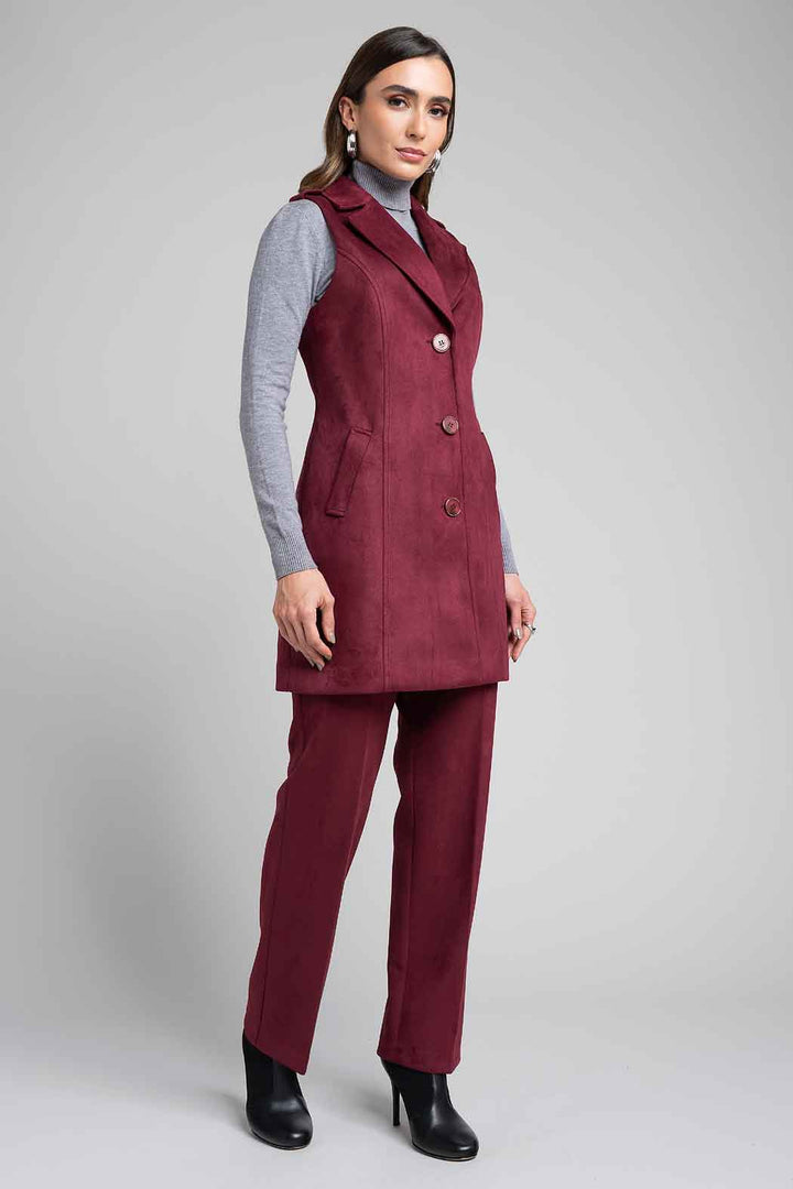 Conjunto De Pantalon Con Chaleco Largo