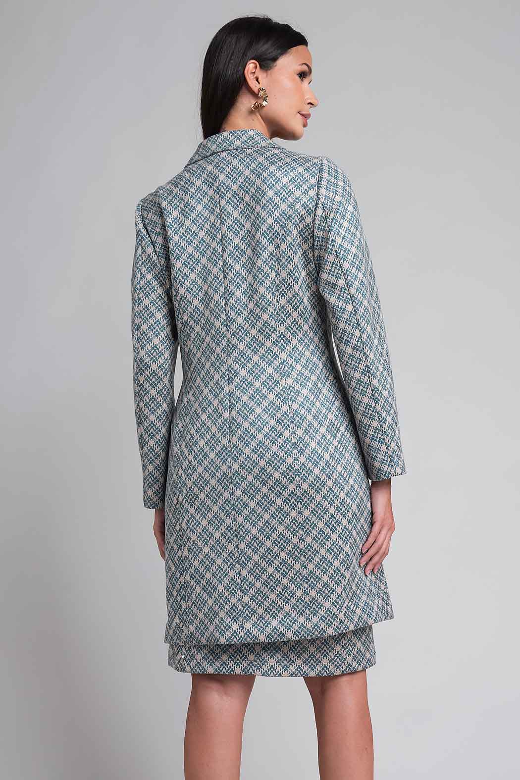 Vestido Con Saco Largo Estampado De Cuadros