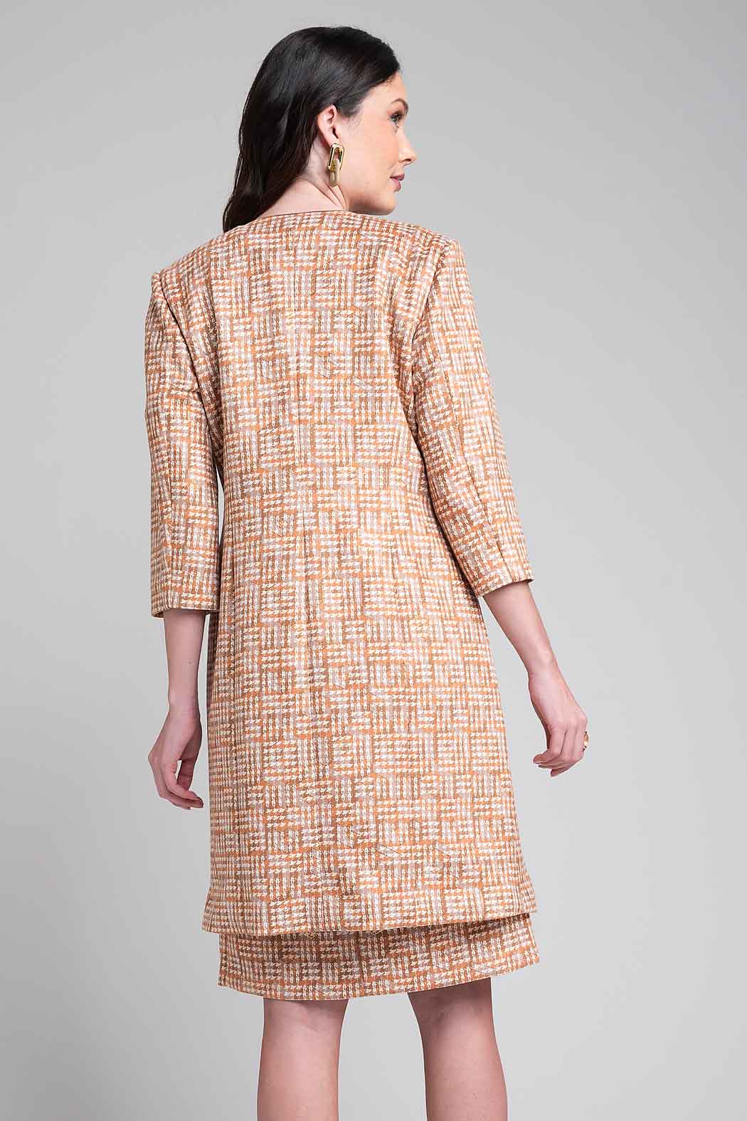 Vestido Con Saco Largo Estampado De Cuadros