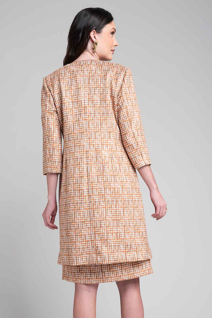 Vestido Con Saco Largo Estampado De Cuadros