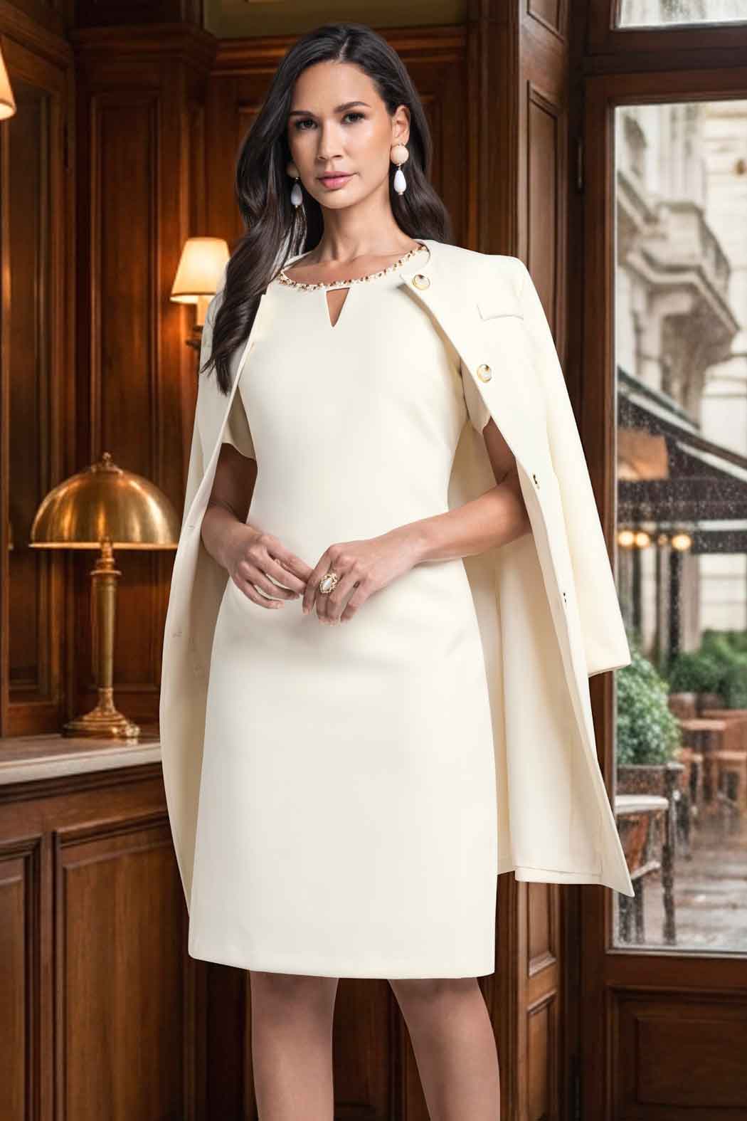 Vestido Con Saco Largo Y Botones Frontales