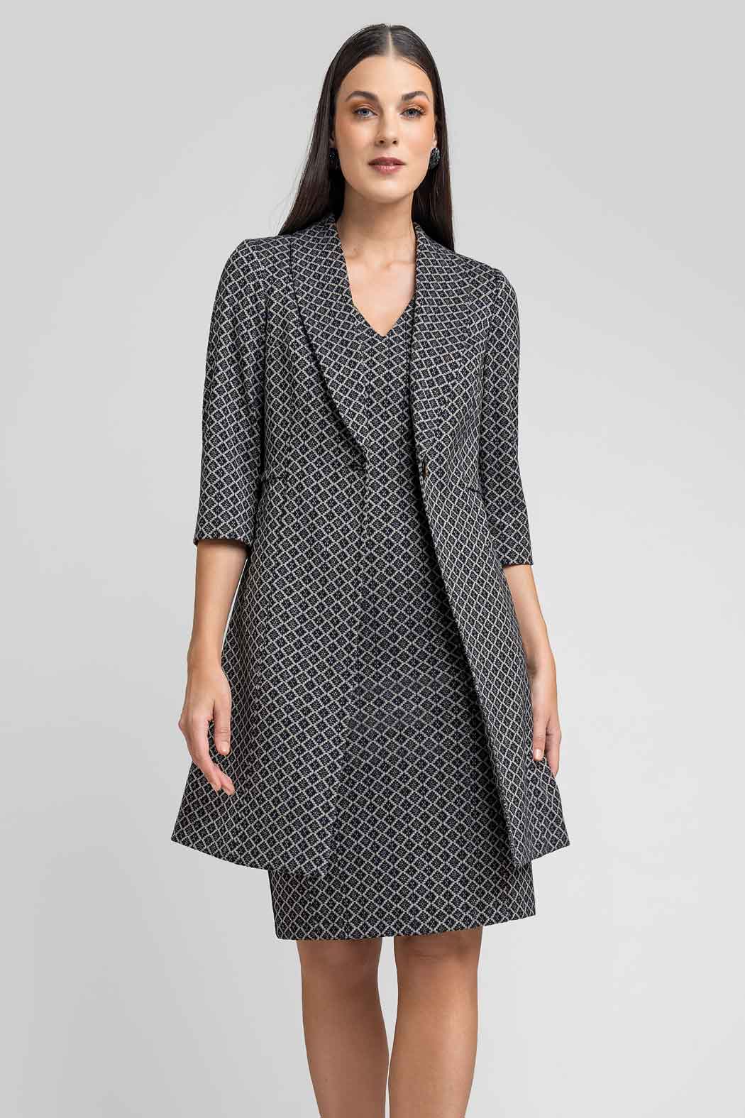 Vestido Con Saco Largo Estampado