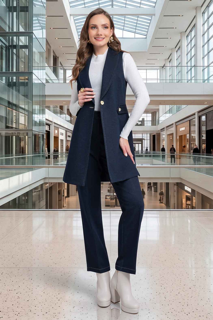 Conjunto De Pantalon Con Chaleco Largo
