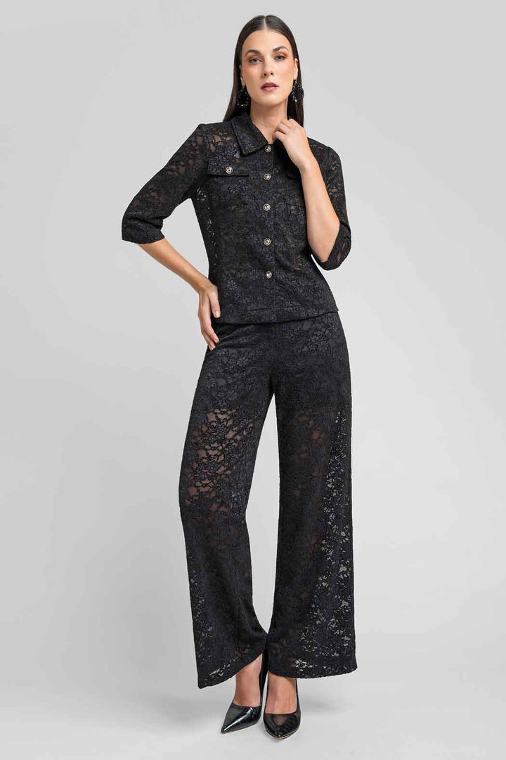 Conjunto De Pantalon Con Blusa De Encaje