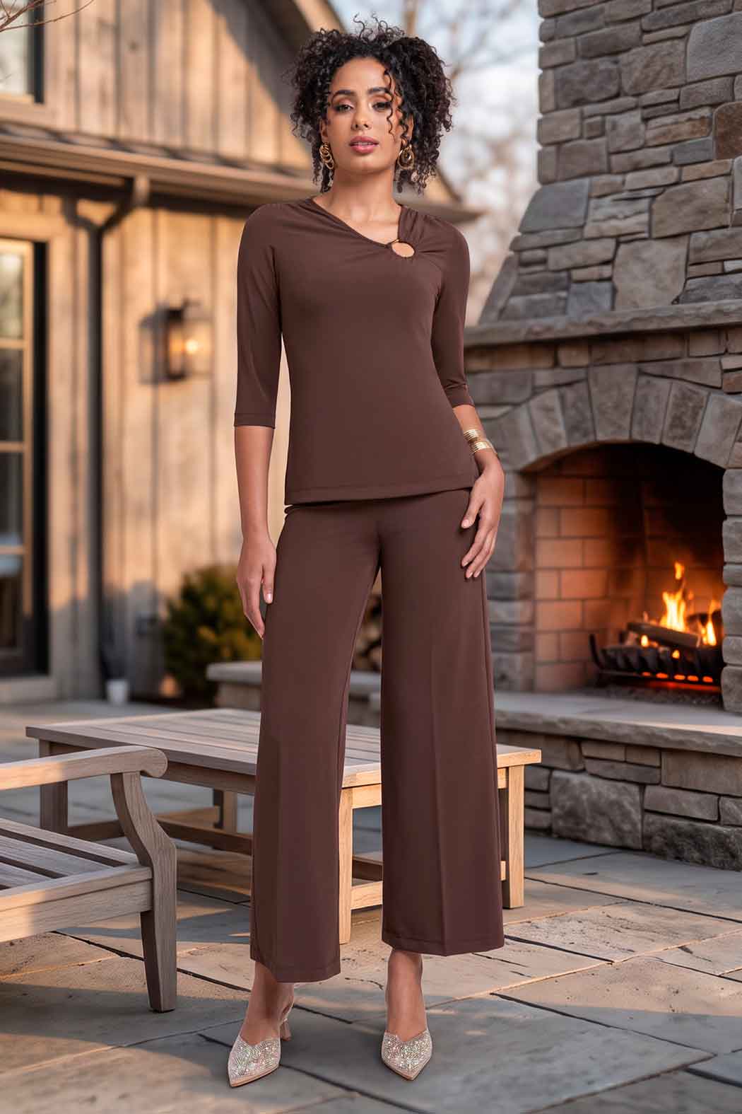 Conjunto De Pantalon Con Bluson Liso