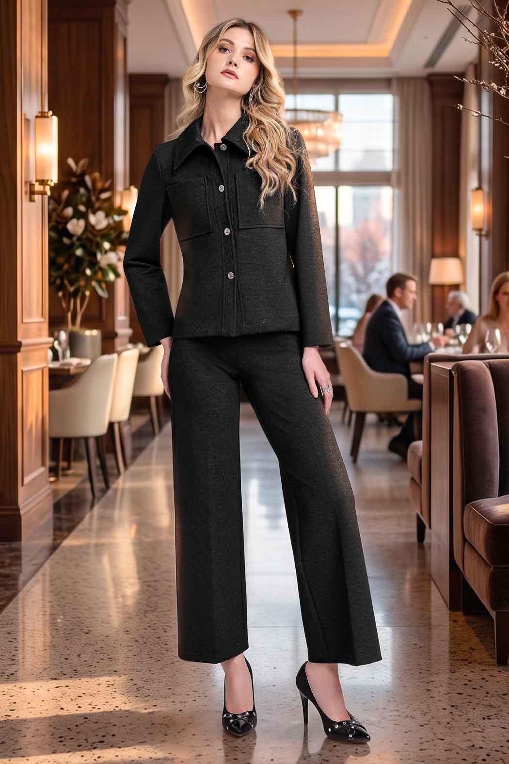 Conjunto De Pantalon Con Saco Liso