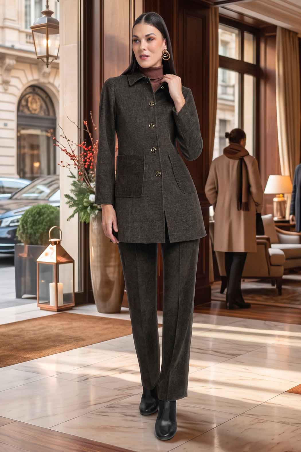 Conjunto De Pantalon Con Saco Largo