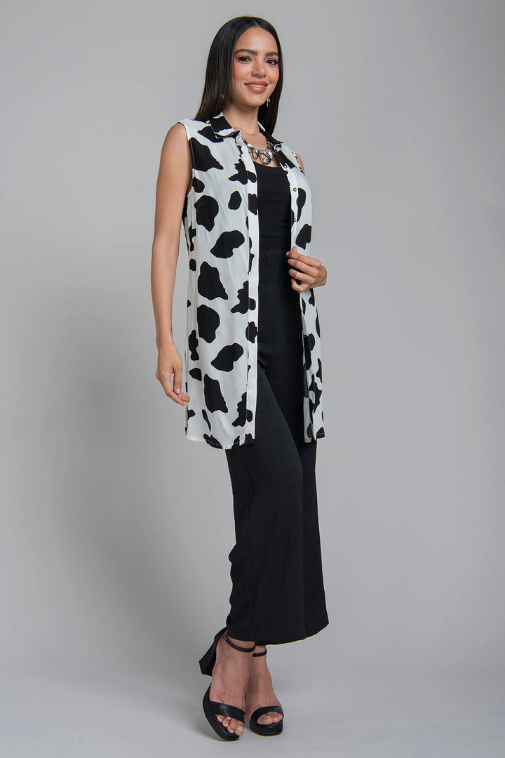 Conjunto De Pantalon Con Bluson Estampado Y Botones Al Frente