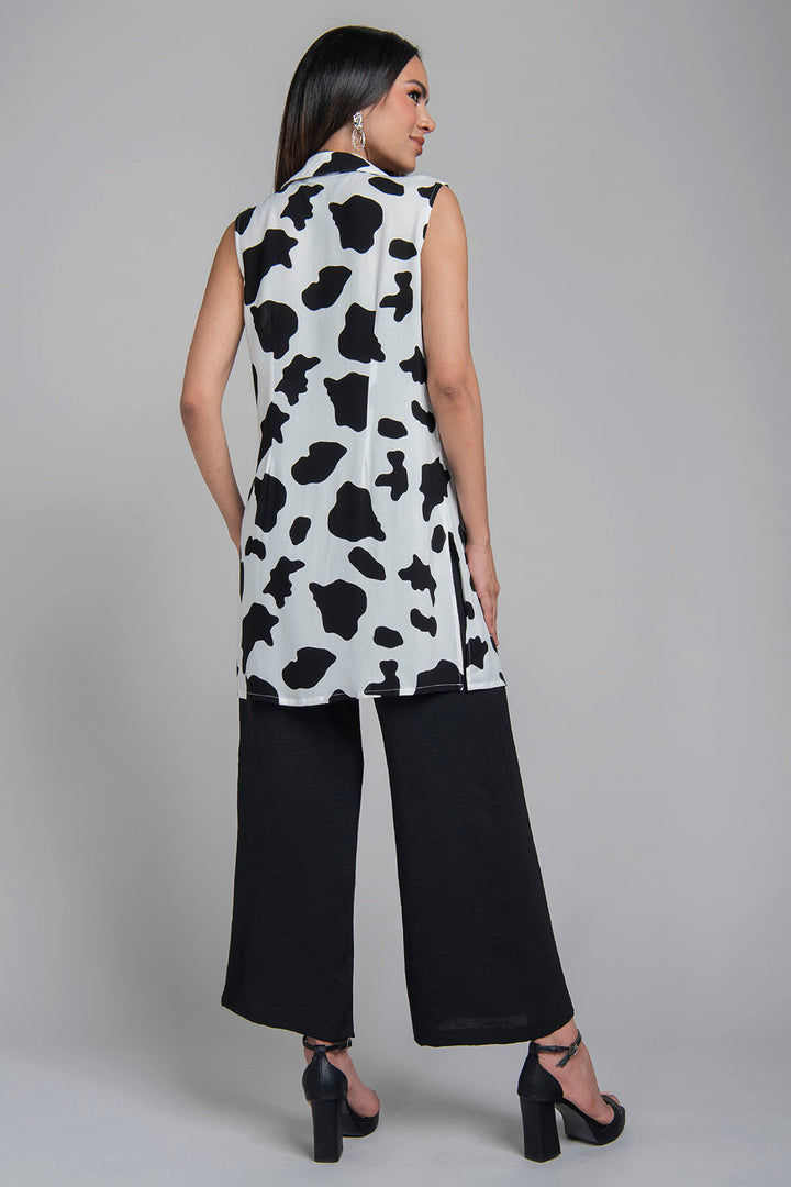 Conjunto De Pantalon Con Bluson Estampado Y Botones Al Frente