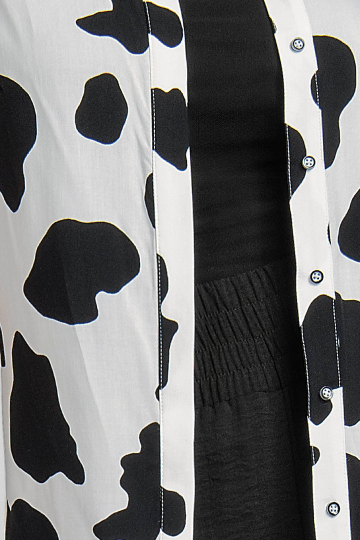 Conjunto De Pantalon Con Bluson Estampado Y Botones Al Frente