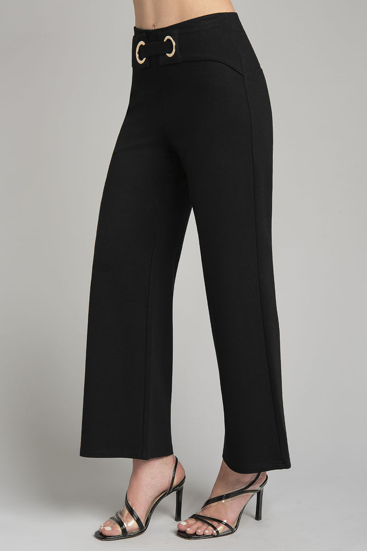 Pantalon Amplio Con Detalle En Cintura De Ojillos Dorados