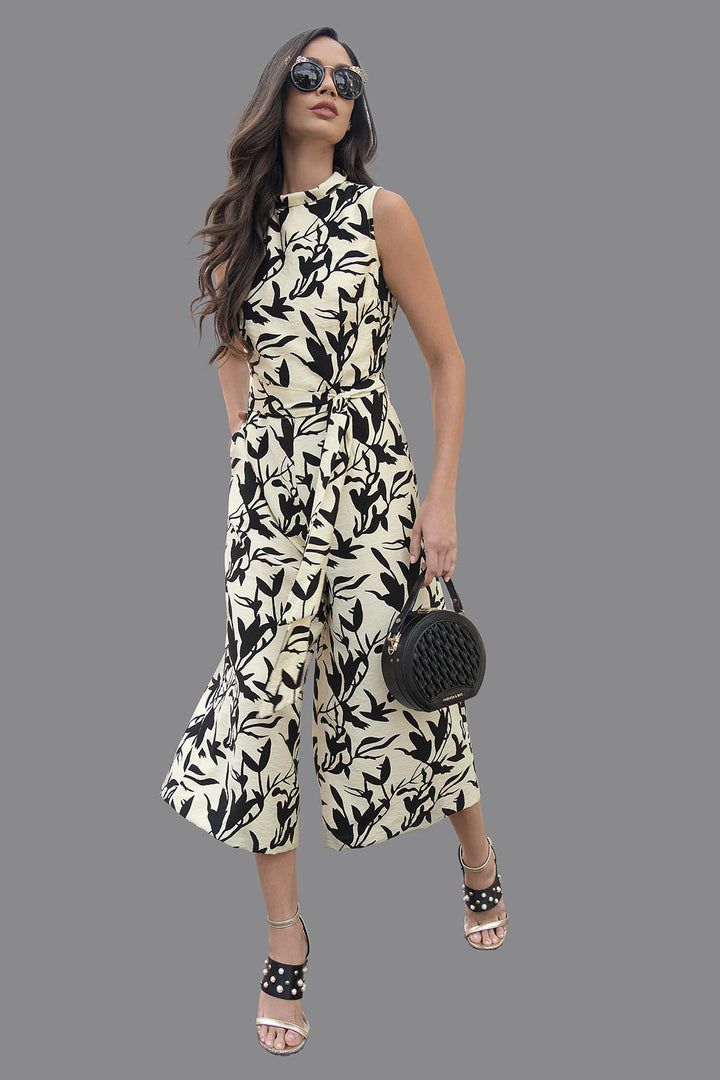 Jumpsuit Sin Mangas Estampado De Hojas
