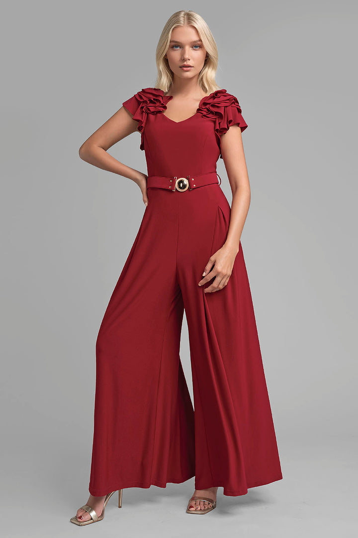 Jumpsuit Con Olanes En Mangas Y Cuello V