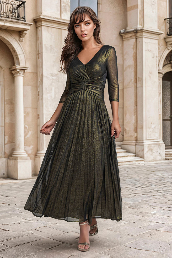 Vestido Manga 3/4 Y Escote En V