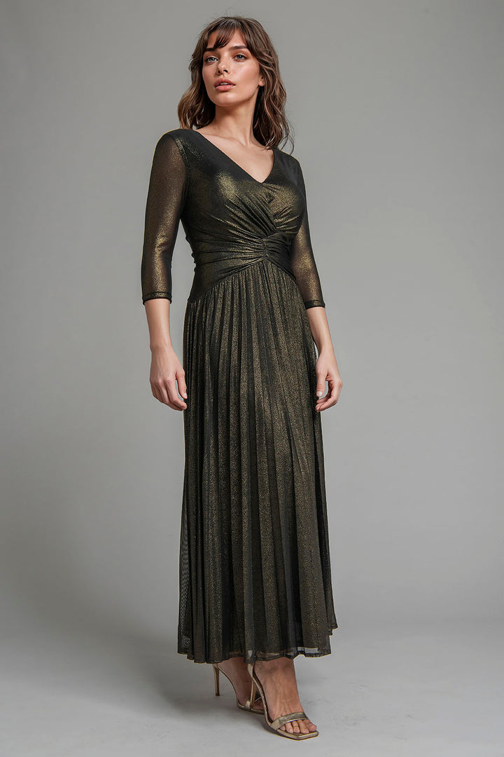 Vestido Manga 3/4 Y Escote En V