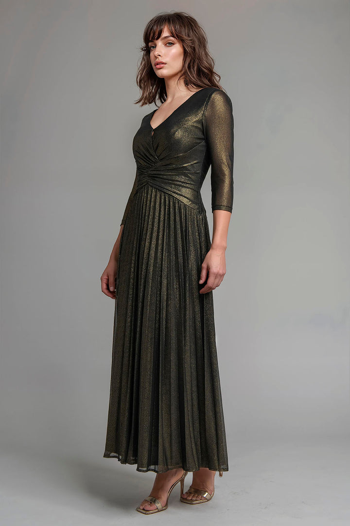 Vestido Manga 3/4 Y Escote En V