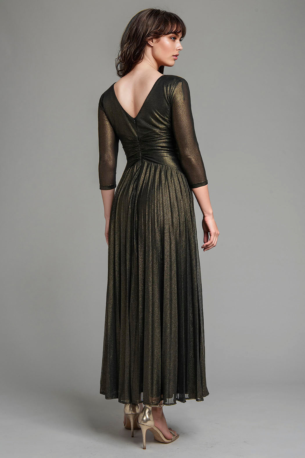 Vestido Manga 3/4 Y Escote En V