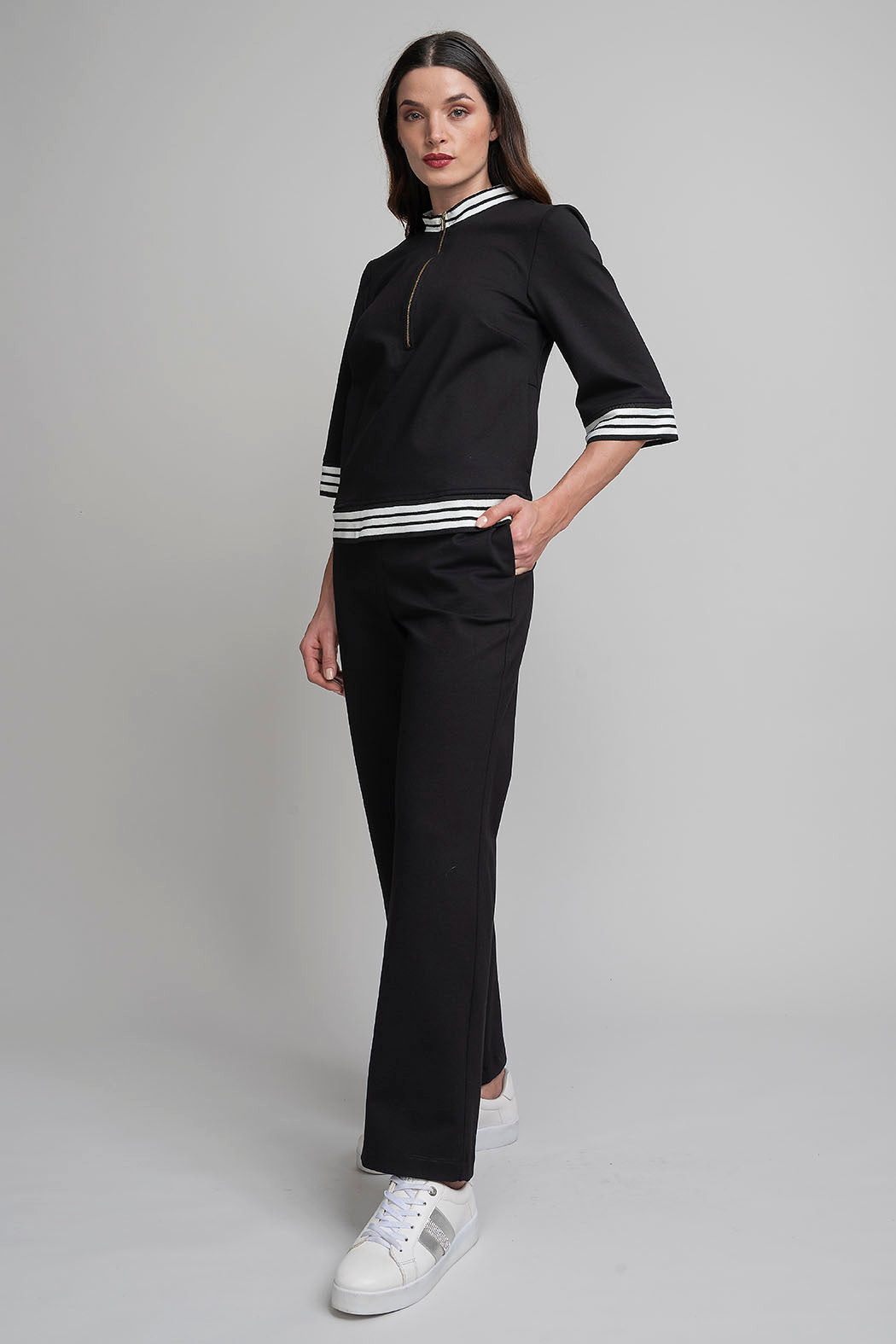 Conjunto De Pantalon Con Blusa Y Manga 3/4