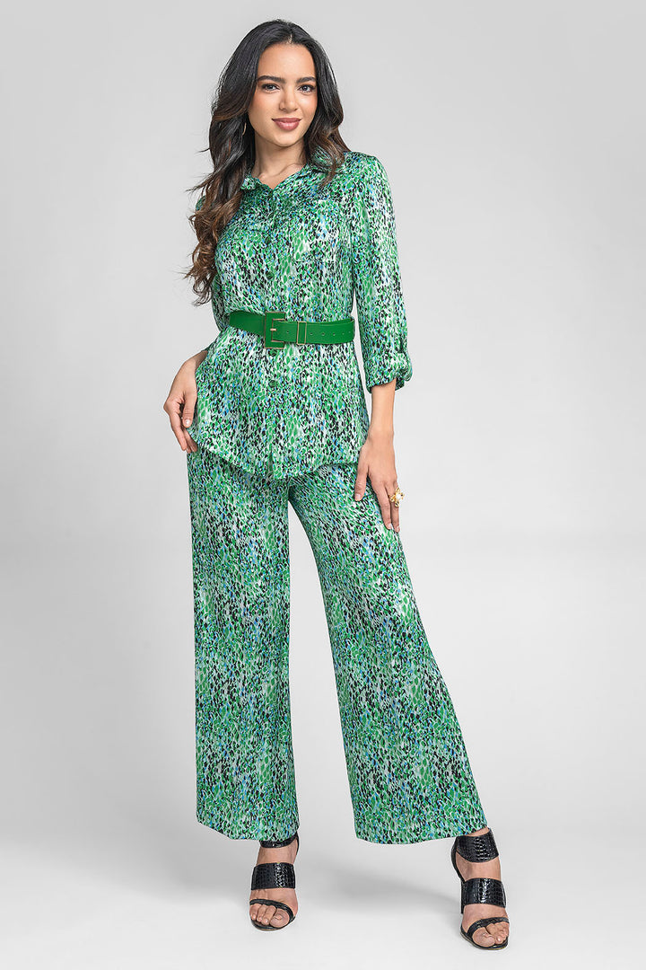 Conjunto De Pantalon Y Blusa Con Estampado De Animal Print