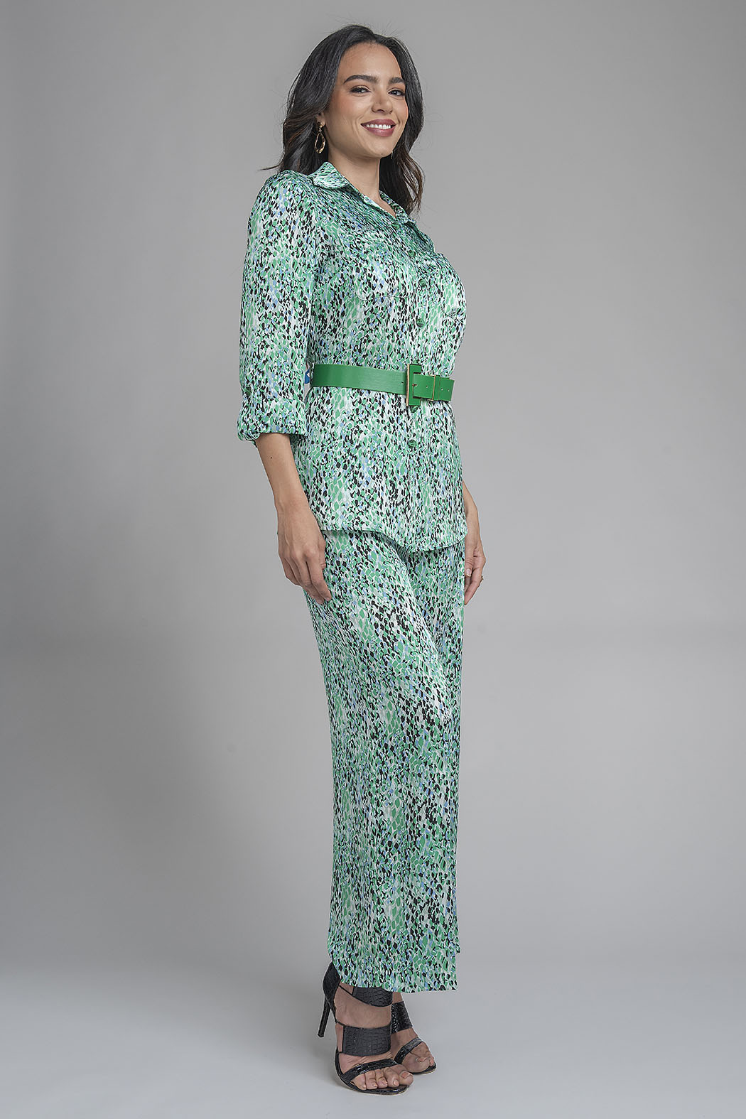 Conjunto De Pantalon Y Blusa Con Estampado De Animal Print