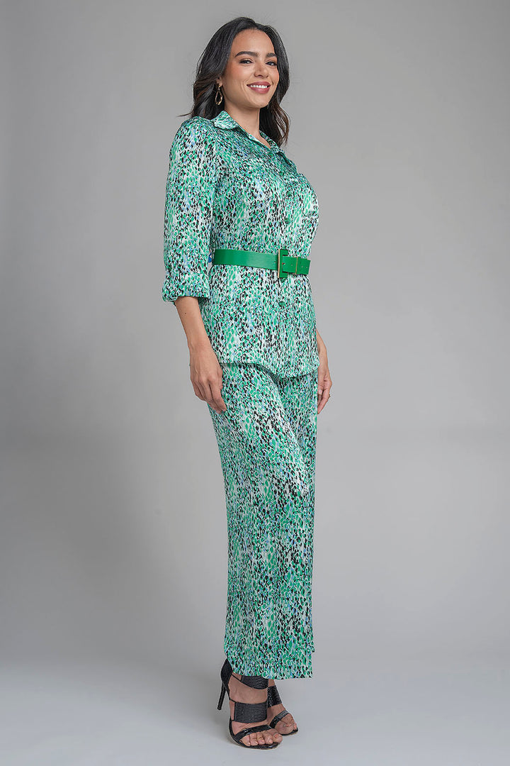 Conjunto De Pantalon Y Blusa Con Estampado De Animal Print