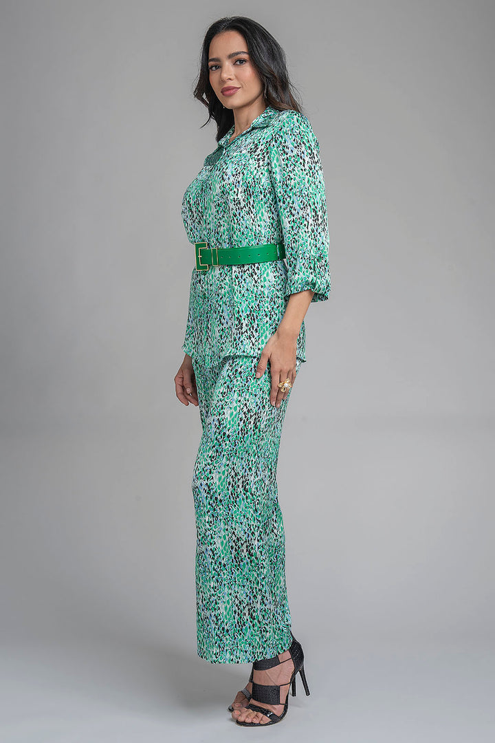 Conjunto De Pantalon Y Blusa Con Estampado De Animal Print