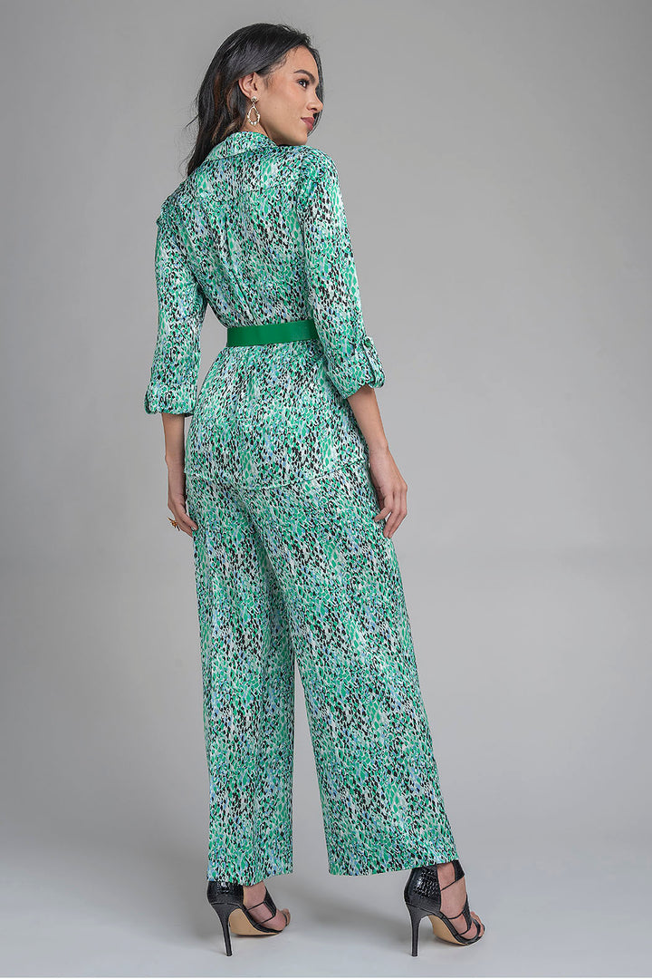 Conjunto De Pantalon Y Blusa Con Estampado De Animal Print