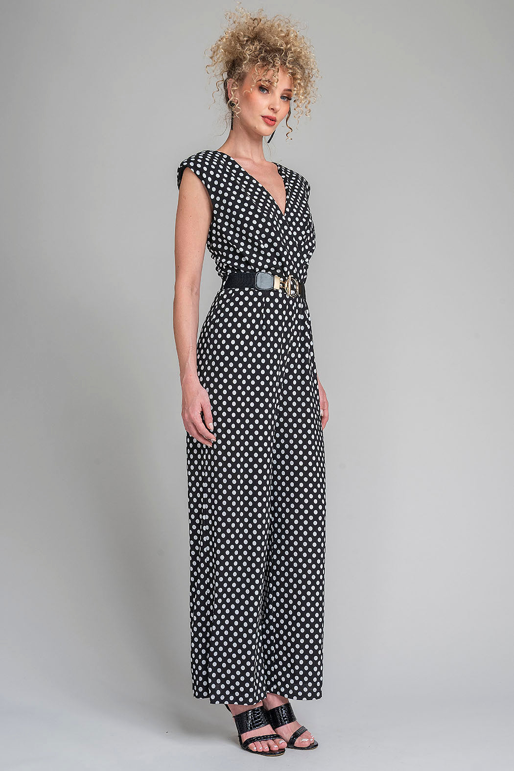 Jumpsuit De Lunares Con Cinturon