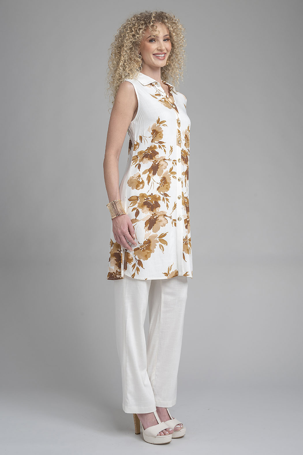 Conjunto De Pantalon Liso Y Bluson Largo Estampado