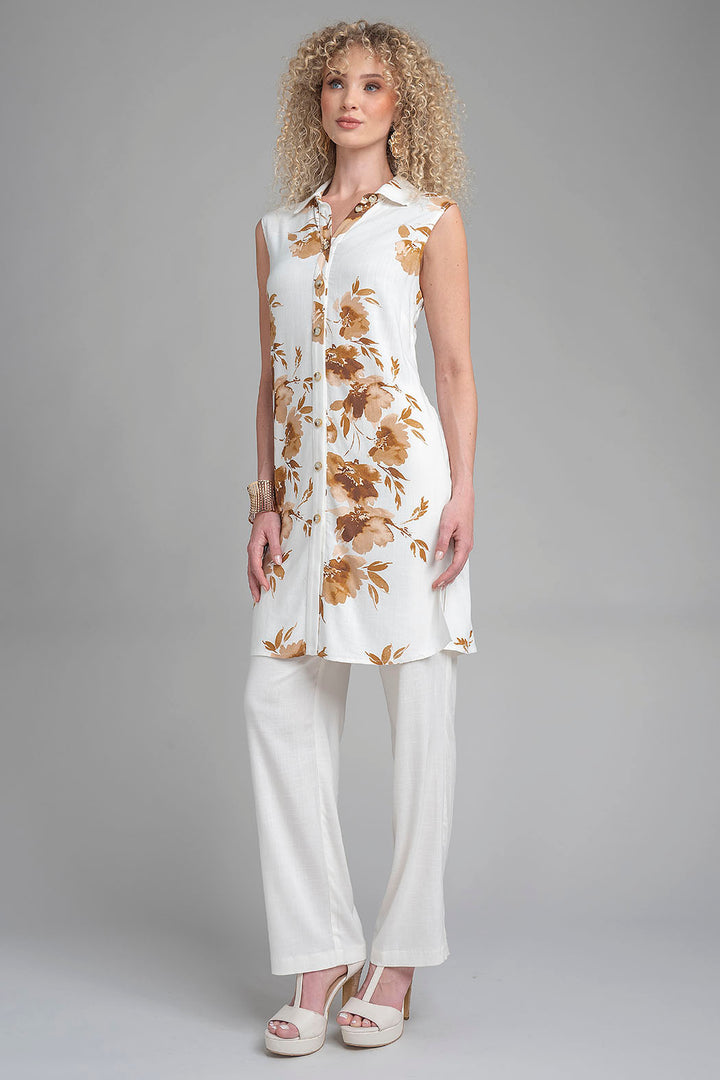 Conjunto De Pantalon Liso Y Bluson Largo Estampado