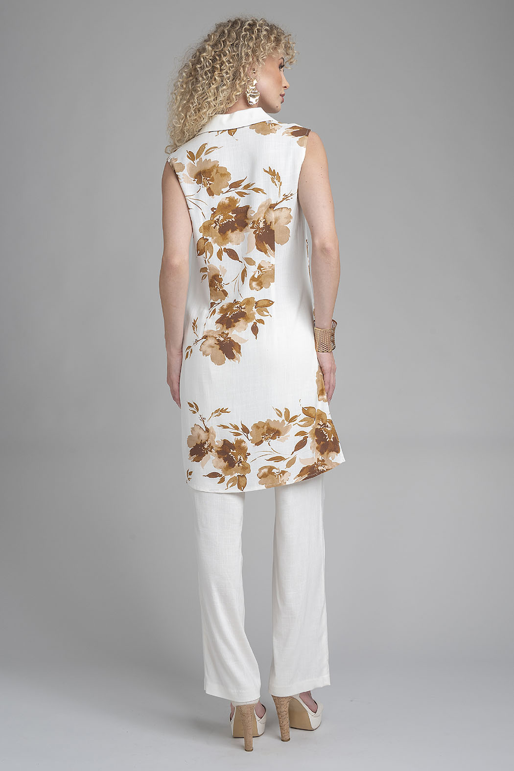 Conjunto De Pantalon Liso Y Bluson Largo Estampado