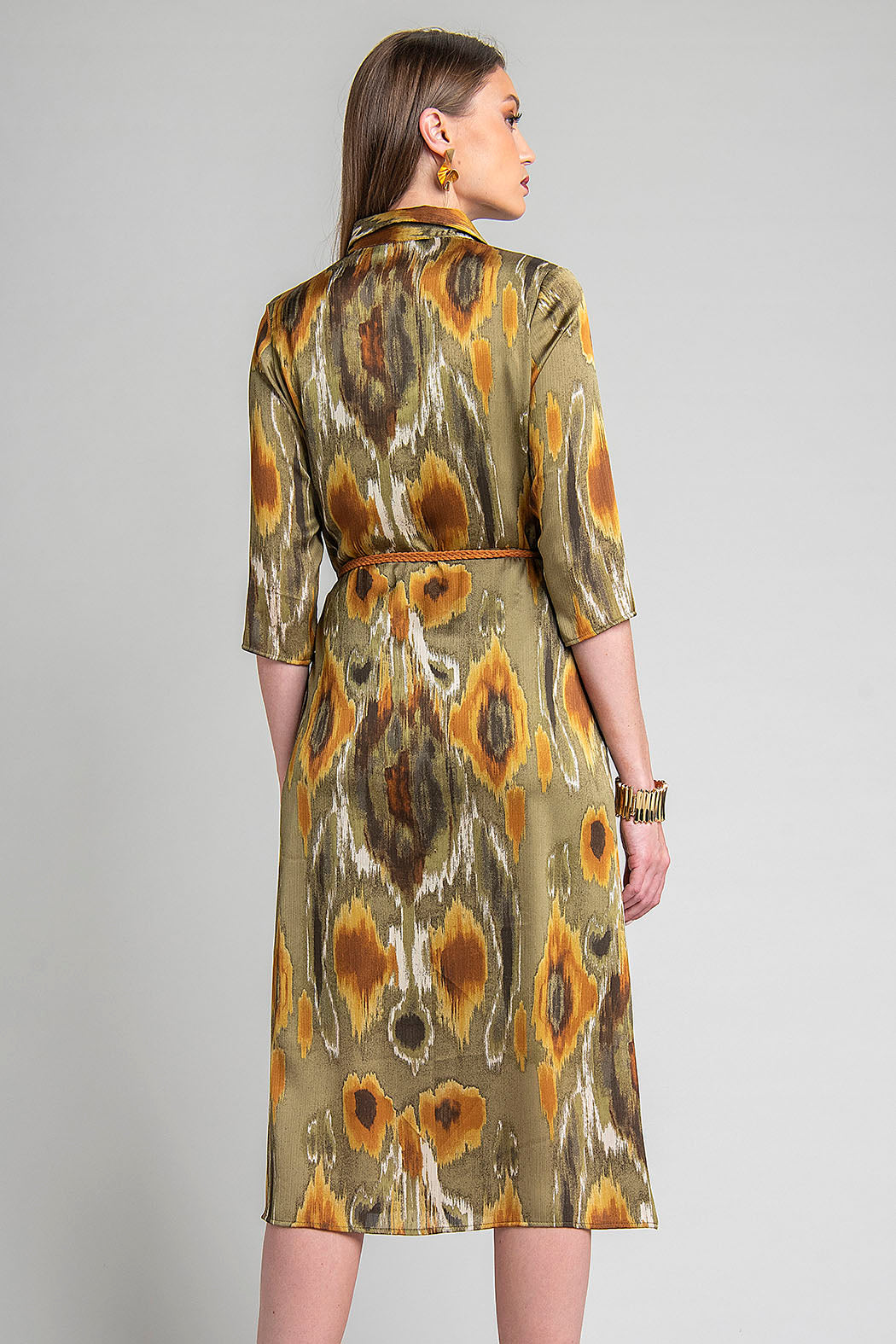 Vestido Estampado Con Manga Larga Y Cuello Sport