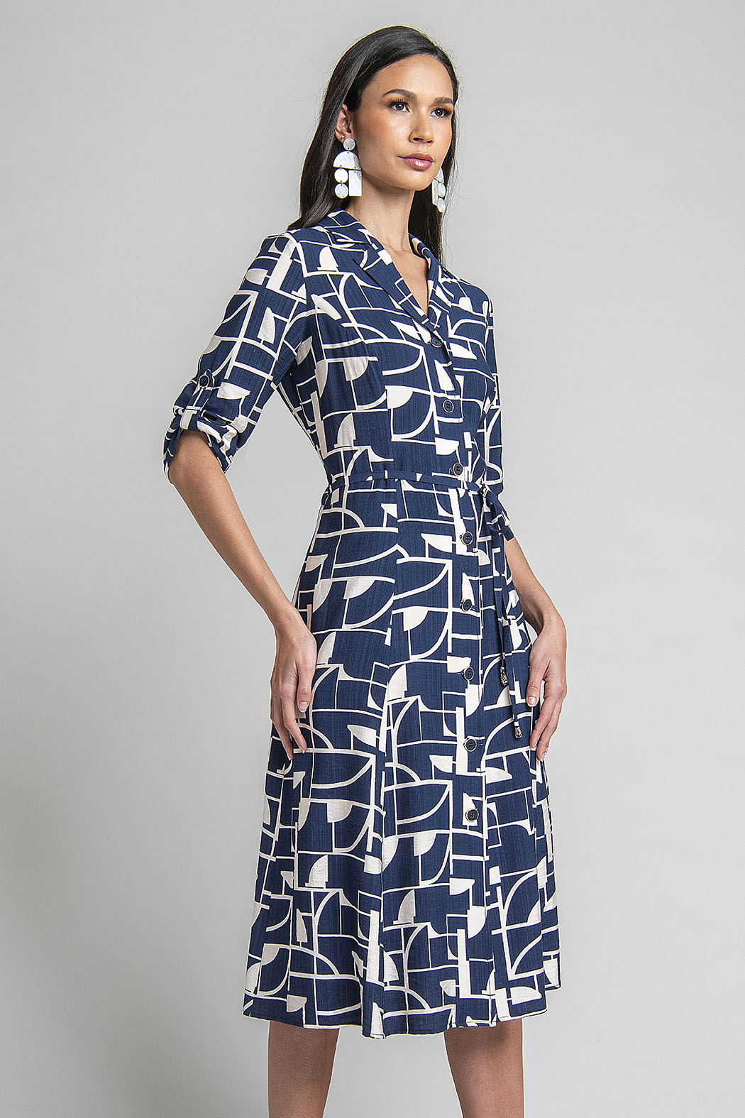 Vestido Estampado Con Elevador En Mangas