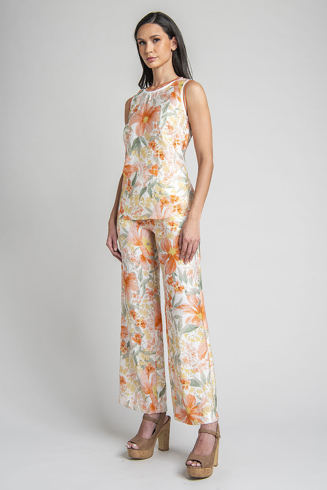 Conjunto De Pantalon Y Blusa Con Estampado Floral