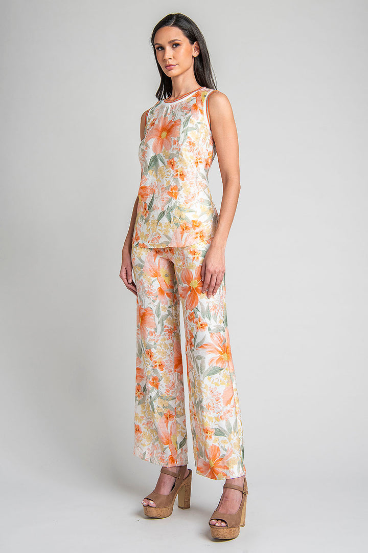 Conjunto De Pantalon Y Blusa Con Estampado Floral