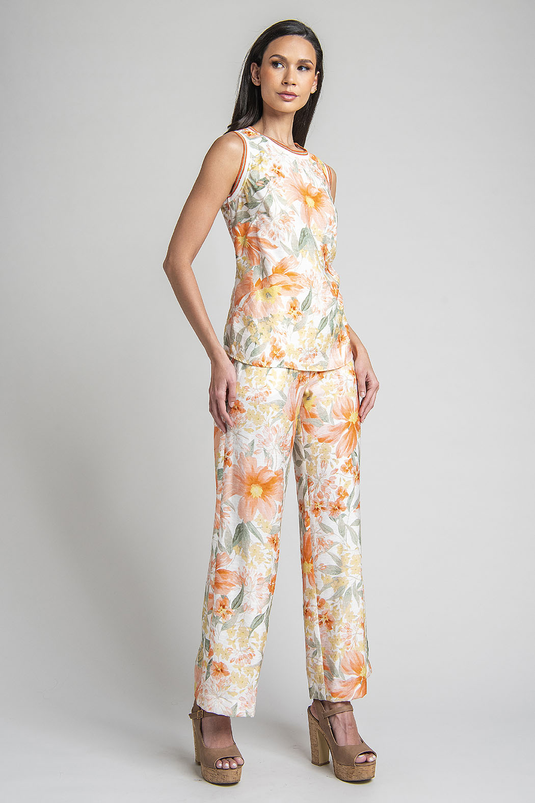 Conjunto De Pantalon Y Blusa Con Estampado Floral
