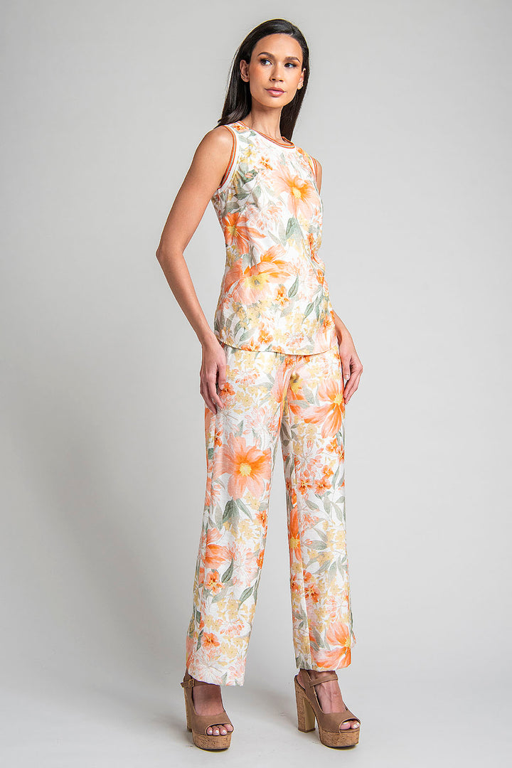 Conjunto De Pantalon Y Blusa Con Estampado Floral