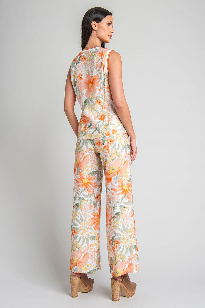 Conjunto De Pantalon Y Blusa Con Estampado Floral