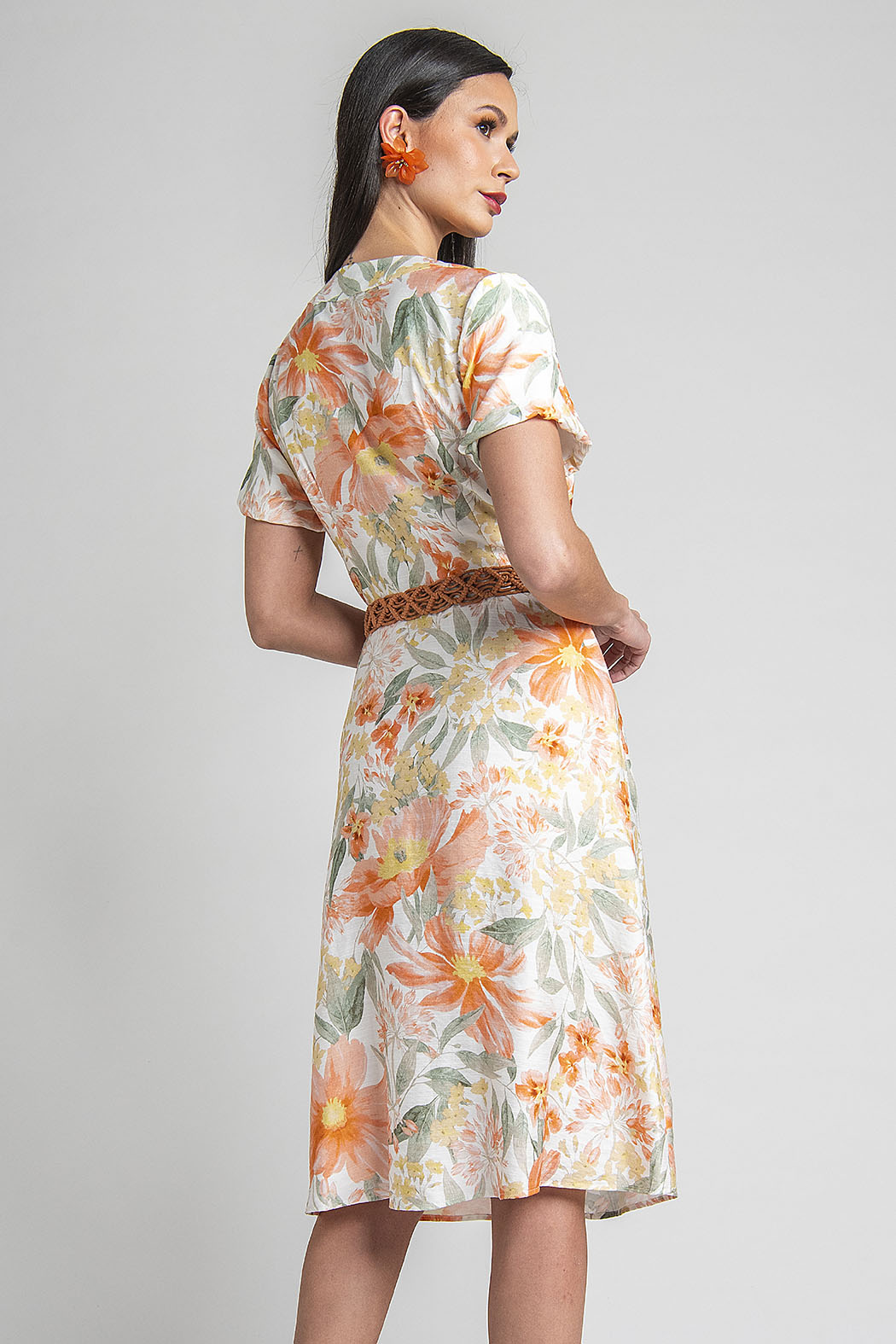 Vestido Con Manga Corta Y Estampado Floral
