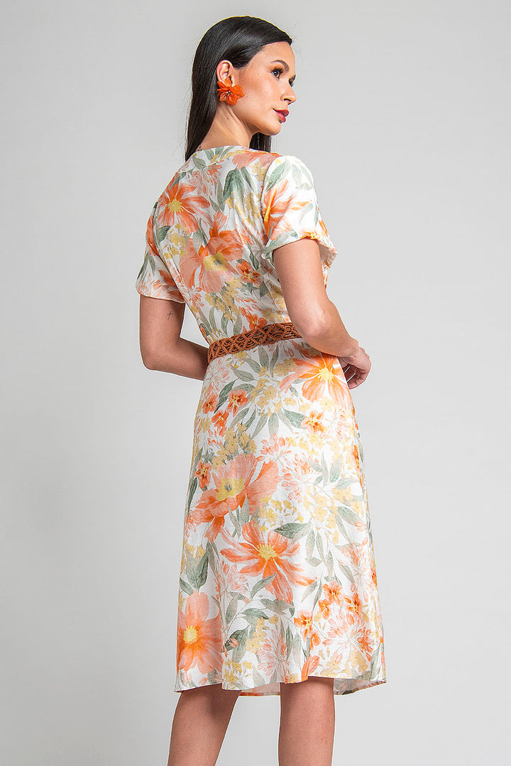 Vestido Con Manga Corta Y Estampado Floral