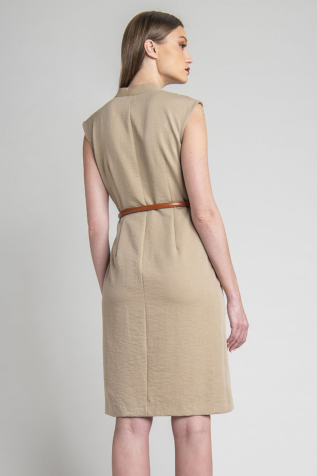 Vestido Sin Mangas Con Cinturon